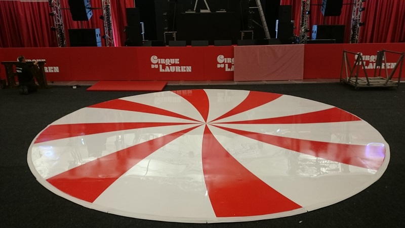 Red and White Circular Dance Floor for Hire